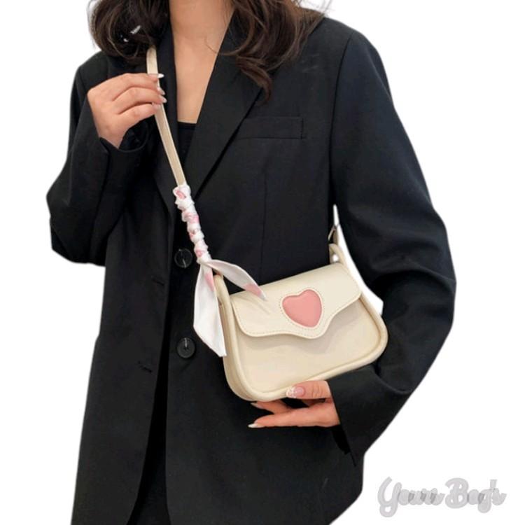 Tas Selempang Kulit wanita Kunci Hati - Slingbag Cewek Korea - Shoulder bag Wanita Modis 2024 - Tas Vintage Kulit PU 4