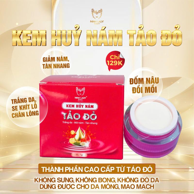  Kem nám TẢO ĐỎ Minh Lady 7g hỗ trợ nám tàng nhang trắng da 