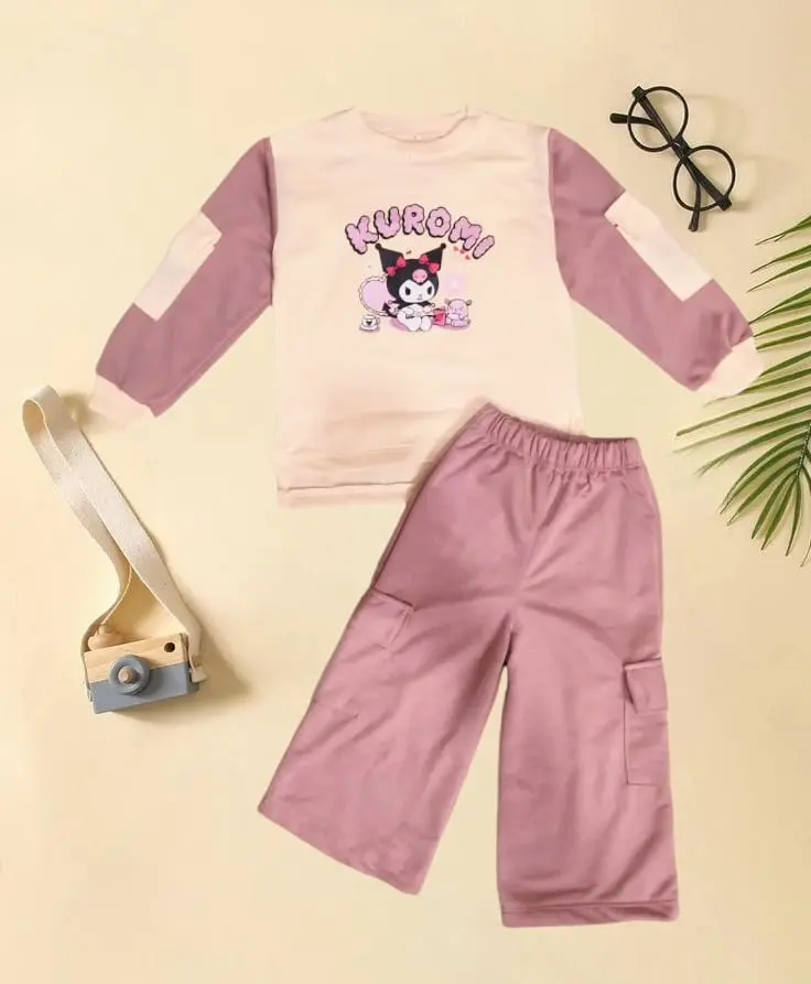 One Set Anak Perempuan Kuromi Celana Cargo Usia 3-12 Tahun Pas Transparent Setelan oneset Baju Fashion