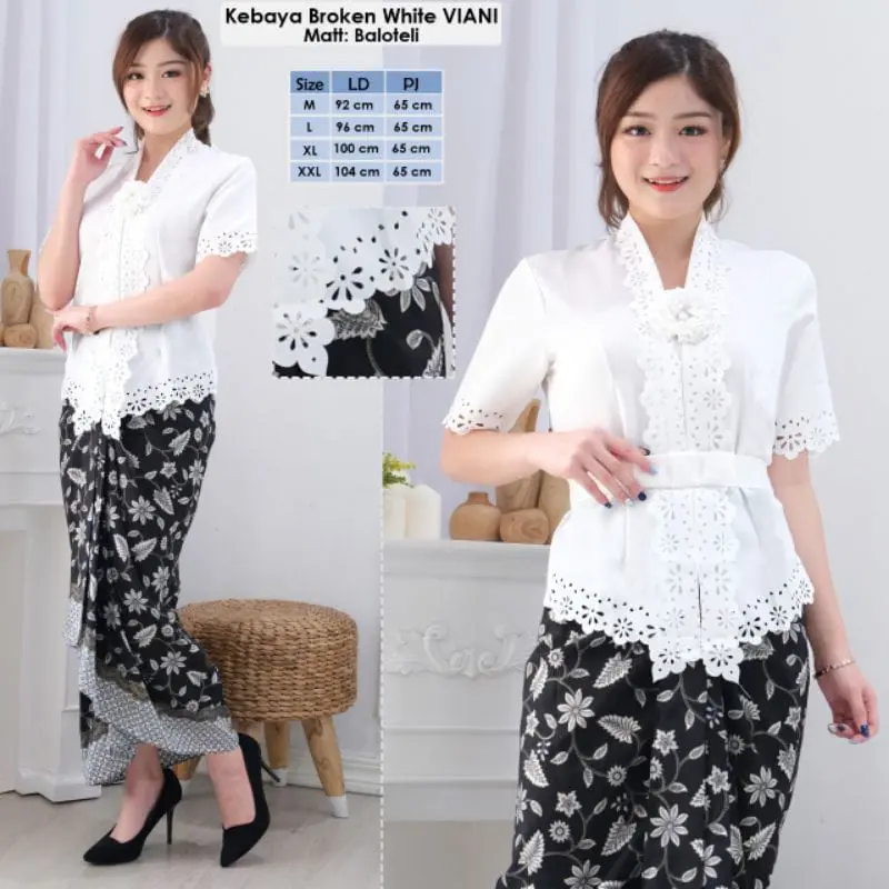 Atasan Kebaya encim modern katun laser cut Viani Kancing Pendek 7