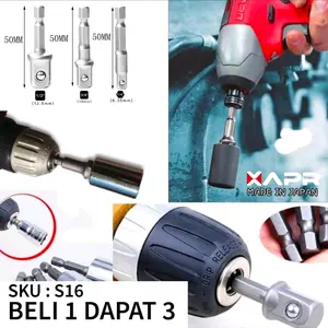 APR JAPAN S16 ADAPTOR hex ke sock pengubah bor jadi impact wrench 1/4 inch 3/8 1/2 inch