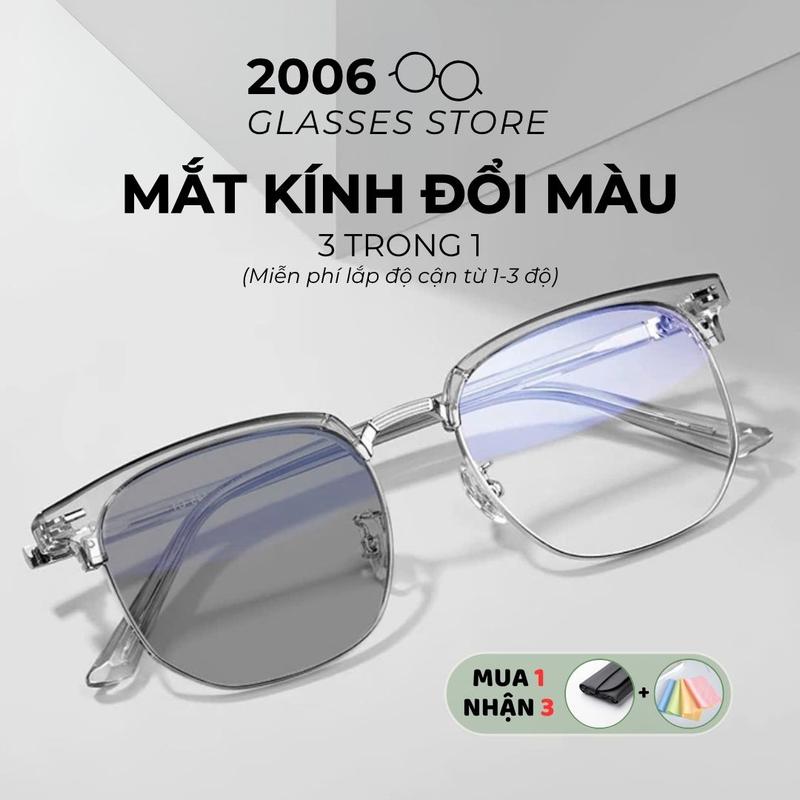 X22 - Kính Đổi Màu Dưới Nắng Giành Cho Học Sinh, Sinh Viên Chống Tia UV, Ánh Sáng Xanh, Kiểu Clubmaster Form Vừa Phiên Bản Nâng Cấp . Kính Mắt Cận Thị