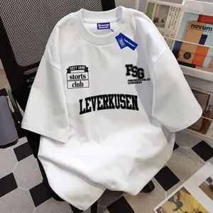 Gaya Amerika Merek yang trendi Bahasa inggris pencetakan baju atasan wanita terbaru kaos pria oversize couple t shirt vintage