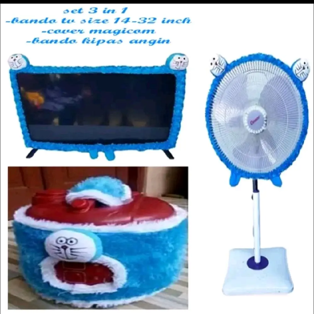 bando set/home set 3 in 1( bando tv ukuran 14 SD 32 inch,sarung mejikom,bando kipas ) karakter