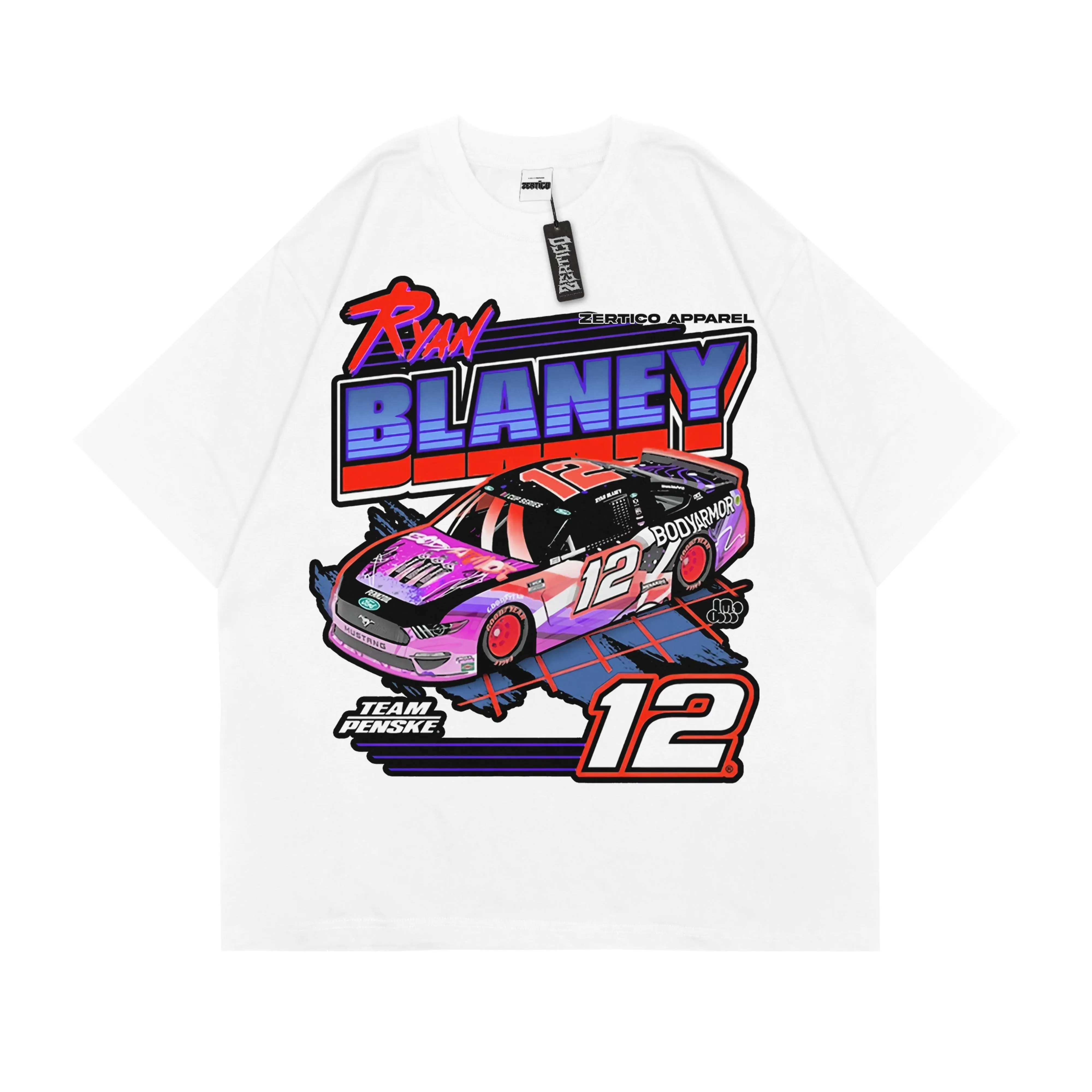 Zertico Kaos Distro NASCAR WHITE Pria Wanita Cotton Combed 24s Premium