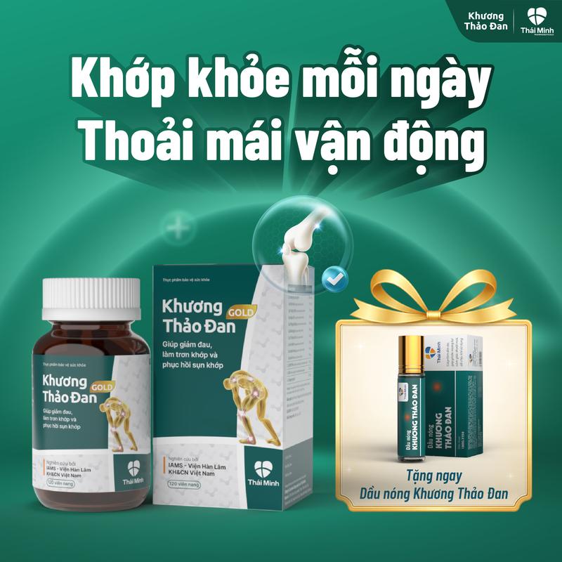 Viên uống Khương Thảo Đan Gold - Hỗ Trợ Làm Trơn Và Phục Hồi Sụn Khớp - Dành Cho Người Bị Thoái Hóa Khớp Thoát Vị Đĩa Đệm - Lọ 120 Viên