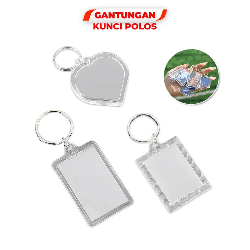 [COD] GD C1269 Gantungan Kunci Akrilik Bingkai Foto Keychain Bening Polos 0