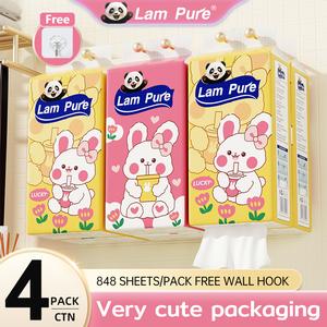 【4 pek】Beg Tisu Gantung 4D, Rekaan Raksasa Comel, LAMPURE, 848 helai setiap pek, 4 pek dalam semua, Pelbagai warna Supplies