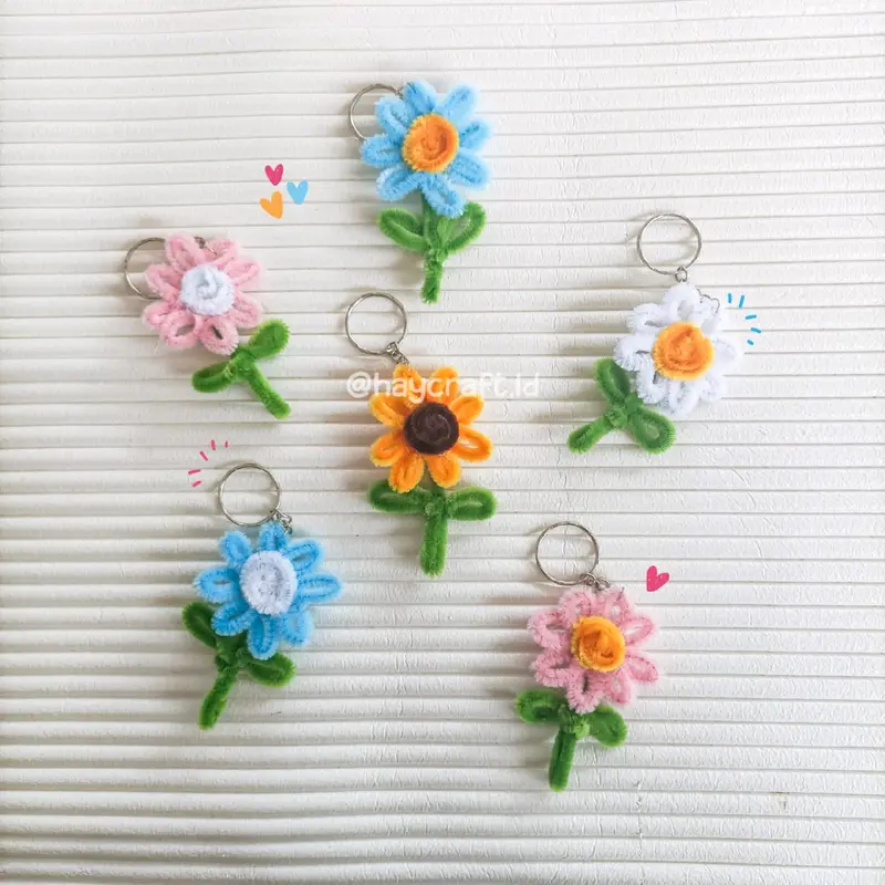 Keychain Sunflower Pipe Cleaner Kawat Bulu Viral Aksesoris 2