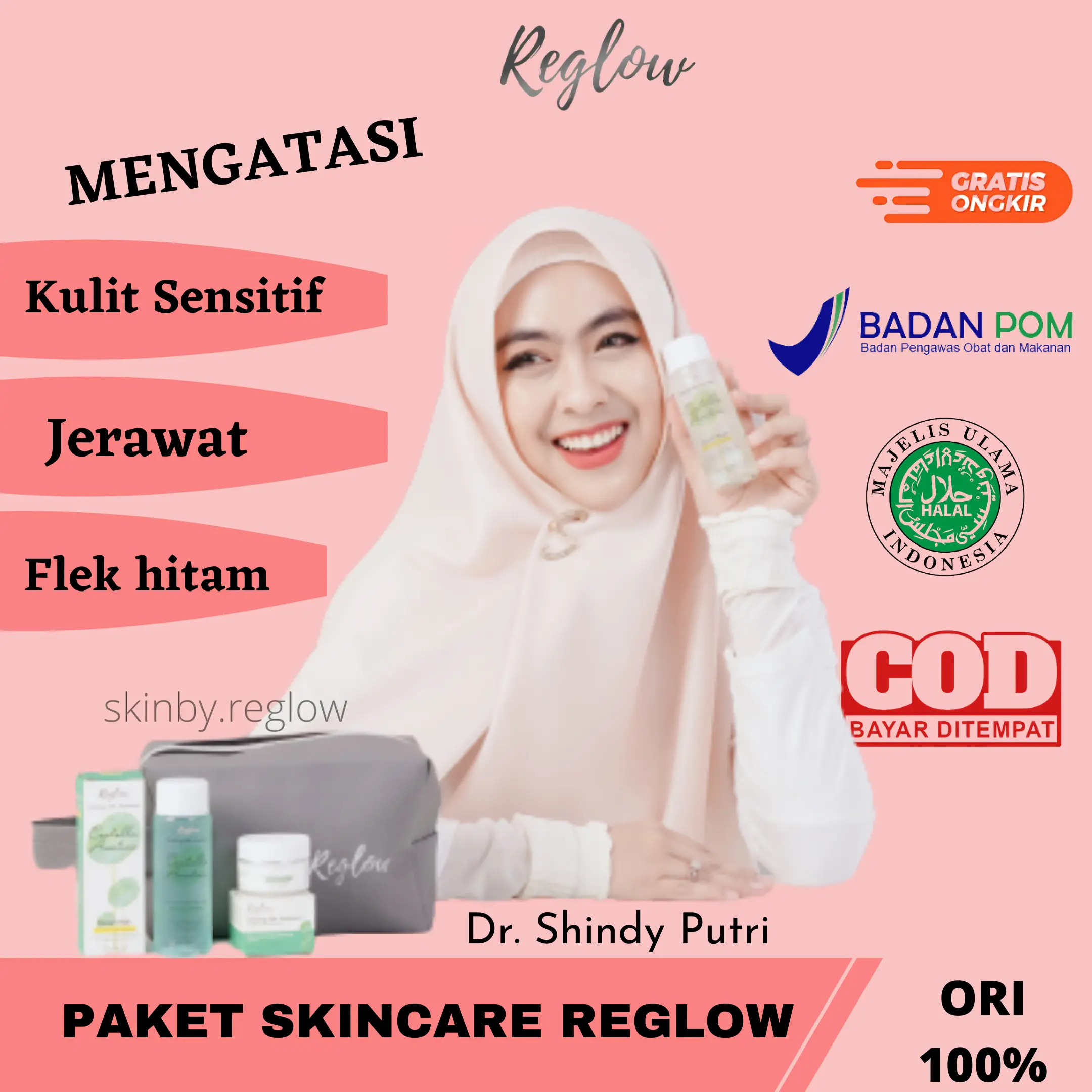 Bekasi-Jabar Reglow Paket Skincare Glowing Pencerah Penghilang Jerawat Flek Hitam Wajah Kulit Sensitif Pria Dan Wanita Aman Untuk Ibu Hamil Menyusui Bumi Busui Bpom Halal Mui Mencerahkan Kusam Kering