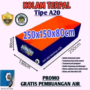 KOLAM TERPAL KOTAK UK 250x150x80cm A20 KOREA TEBAL DAN TAHAN LAMA