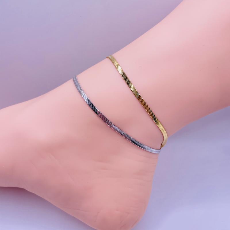  Lắc chân titan kiểu dáng lụa mỏng Vòng đeo chân thanh mảnh chất liệu titan màu vàng hoặc trắng trangsucmoiluatuoi.RIN 