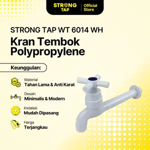 STRONG TAP Keran Air Tembok Kran Taman Kran Wudhu Mushola Masjid Keran Rumah  Kran Mesin Cuci Kamar Mandi Polypropylene Anti Karat Anti Bocor 1/2 Inch Kran Indoor Outdoor WT 6014 WH  Special Ramdhan Sale