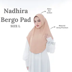 ELGIFA - Hijab Instant Bergo PAD Ukuran L Bahan Jersey Premium Polos - Kerudung, Muslim