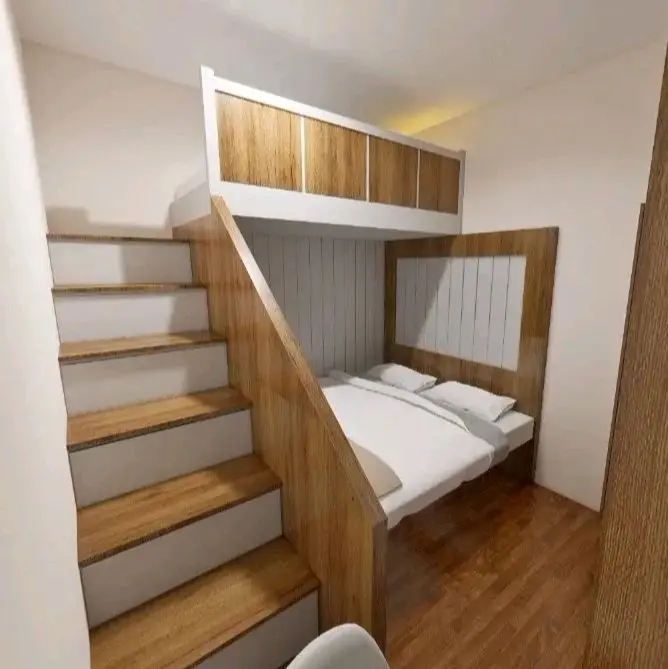 Divan Tingkat Minimalis Anak dengan Desain Modern dan Rak Stairs Multifunctional
