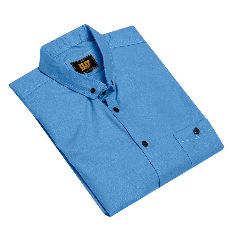 Outskirts - Long Sleeve Shirt Blue Denim | Kemeja Polos Blue Denim Pria Lengan Panjang Casual Slimfit Formal Santai Basic Shirts Katun Lembut Biru Light Nyaman Katun Lembut 1