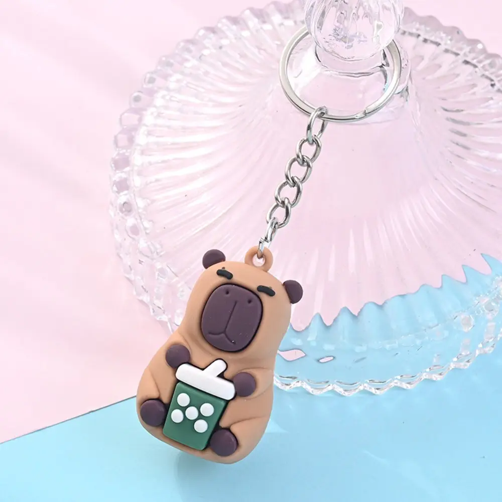 Adorkable PVC Capybara Key Ring Mental Waterproof Cartoon Keychain Turtle Soft Adhesive Animal Pendant Backpack