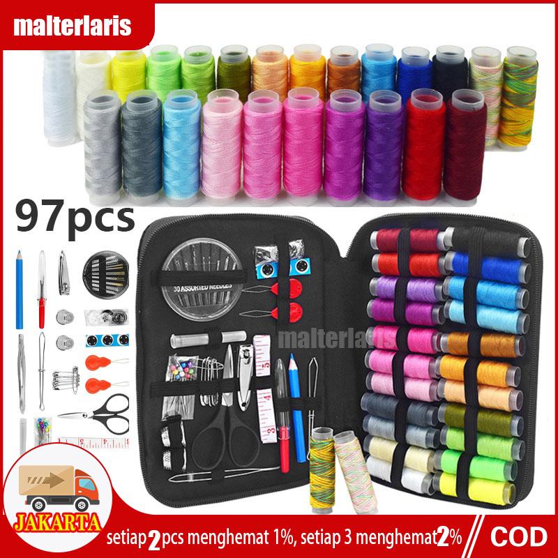 Set Alat Jahit 97Pcs Jumbo Set Sewing Kits Set Alat Jahit With Pouch Aksesoris Jahit Sewing Accessories Set Kotak Jarum dan Benang Set Alat Jahit Rumah Alat Jahit Bepergian Jarum dan Benang 1