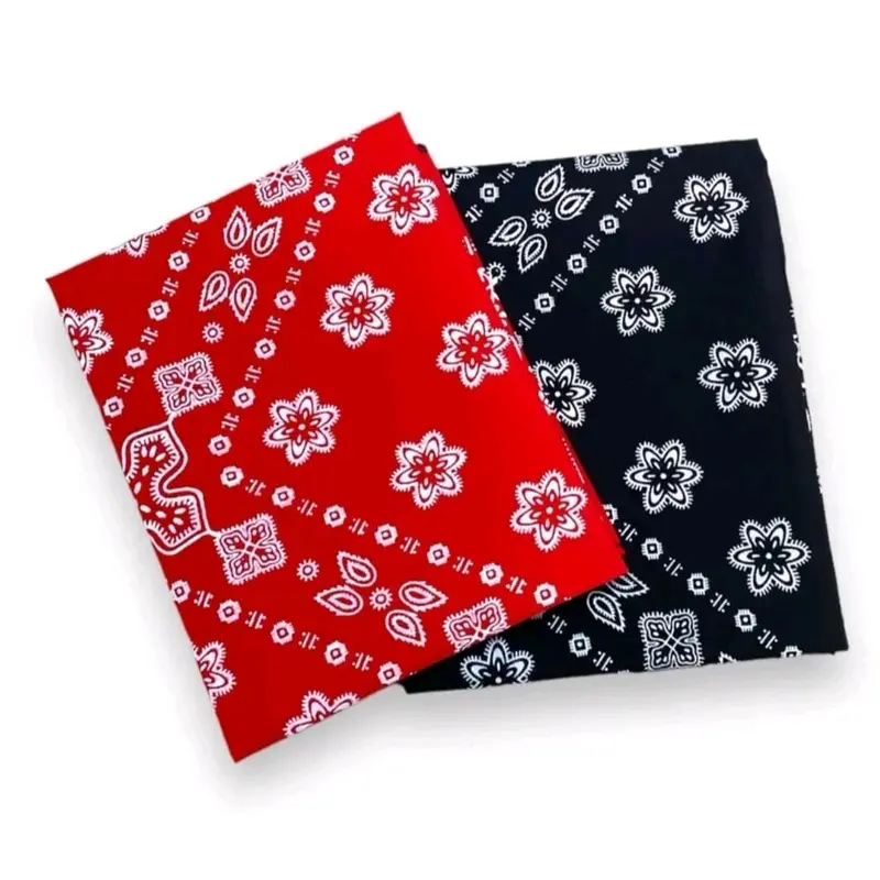 Bandana Slayer Multifungsi Motif Batik Ukuran 45×45cm Bahan Polyester Unisex Sapu Tangan Merah Hitam Kain 2
