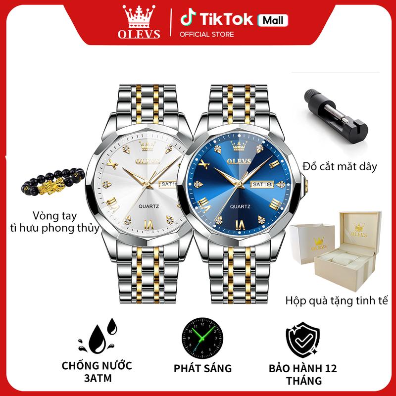 Đồng Hồ Pin Nam Chính Hãng Cao Cấp OLEVS - 9931 Dây Đeo Tay Chất Liệu Thép Không Gỉ Chống Nước 3ATM Size 41MM