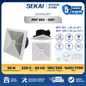 SEKAI Exhaust Fan / Kipas Angin Hexos Plafon Dak - MVF 893 Plastic