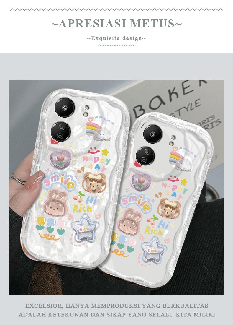 Product Introduction of Casing hp REDMI13C(4G)/POCOC65/13C(5G)/POCOM6(5G) Boneka kartun lucu gelombang transparan cangkang lembut wanita all-inclusive anti-jatuh case 5