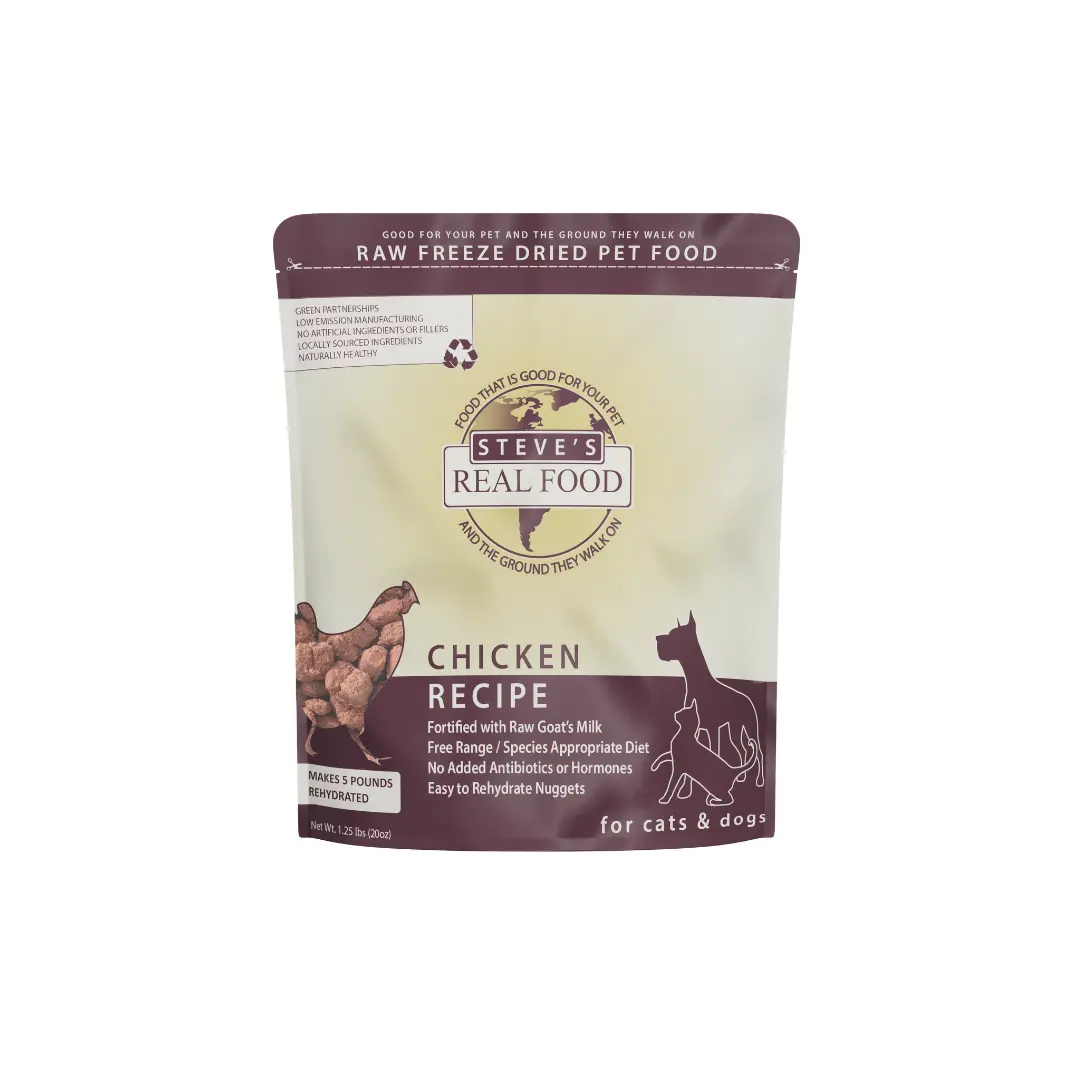 Steve's Real Food Chicken Recipe Freeze Dried Raw for Dogs and Cats 20oz