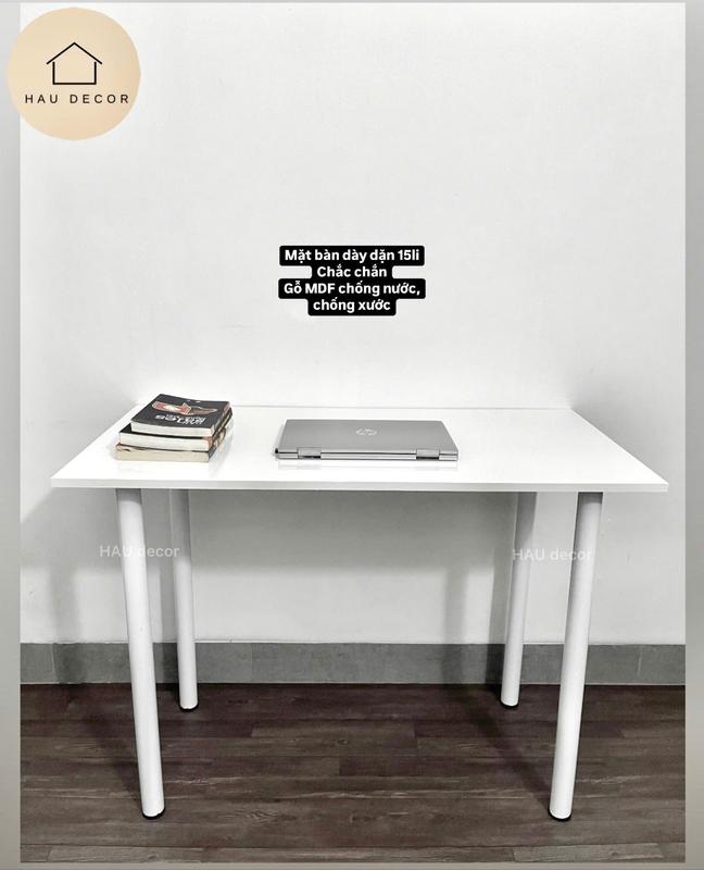  Bàn gỗ decor phòng Bàn 1m2 Bàn table để đồ trong phòng bàn quay live sản phẩm bàn học để góc tường - Màu trắng ngà bàn chân tròn bàn spa nail 