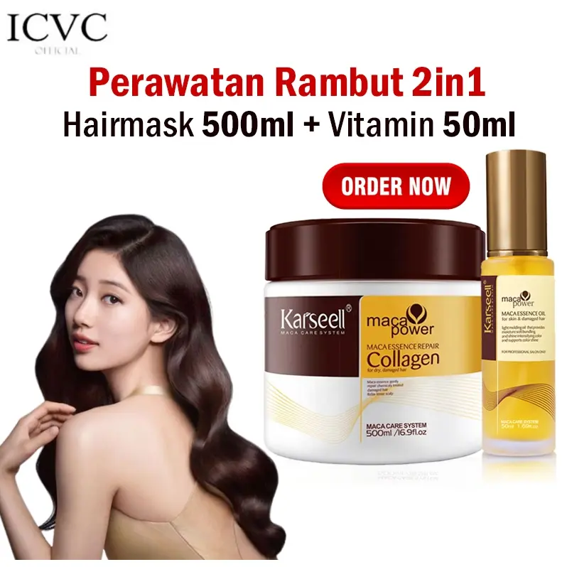 [BUNDLE] Karseell Collagen Hair Mask Keratin Treatment & Vitamin Serum Rambut Pelembab Rambut Argan Oil