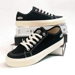 Sepatu Sneakers Ventela Alpha Low Black Natural - Sepatu Kasual Pria Wanita Sekolah Kuliah Kerja -  Bahan Kanvas Berkualitas Premium