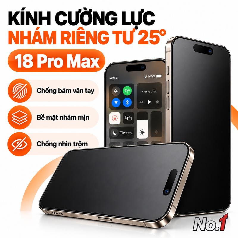 Kính Cường Lực Chống Nhìn Trộm 25° Cho iPhone 18 17 16 15 14 13 12 11 Pro Max Pro Plus Air E XR XS X, HD Kính Mờ Chống Ánh Sáng Xanh Chống Vân Tay