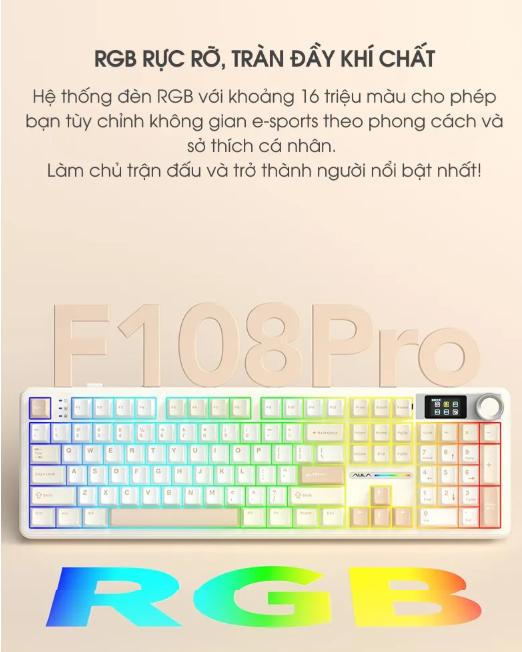 Product Introduction of Bàn phím cơ Aula F108 PRO - Fullsize kèm màn hình và núm xoay tùy chỉnh chế độ 5