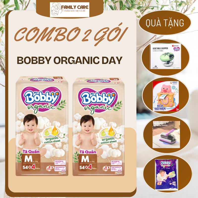 Tã Quần Bobby Organic Ban Ngày Thấm Hút Tốt Ngăn Tràn Mỏng Nhẹ Thoáng Khí Cho Bé
