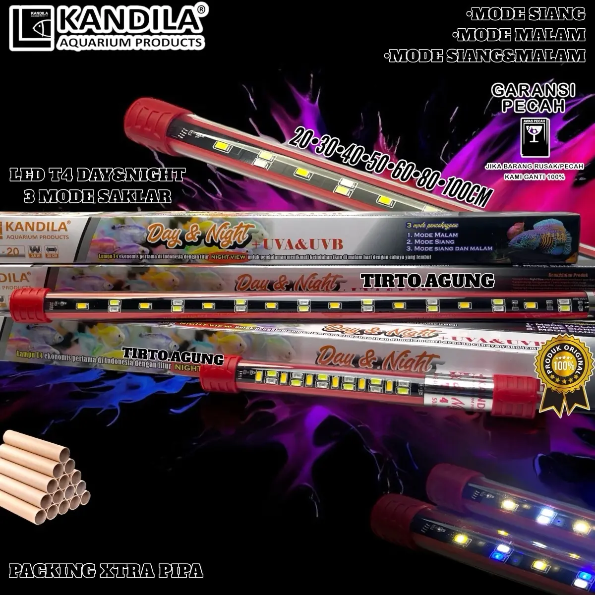 PROMO LAMPU KANDILA DAY&NIGHT Lampu celup Aquarium KANDILA N Z 2 BARIS DOBEL LED DAY NIGHT GARANSI PECAH 60cm 50cm 40cm 30cm 20cm KANDILA DOUBLE LED AQUASCAPE RGB PUTIH BIRU
