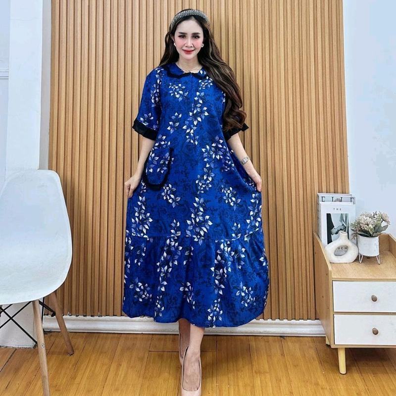 Dres Ledy Terbaru Bahan Rayon Premium Busui LD120 - Rempel Bawah - Midi, Dewasa, Bumil, Casual, Panjang, Baju, Motif, Atasan, Katun, Wanita 2