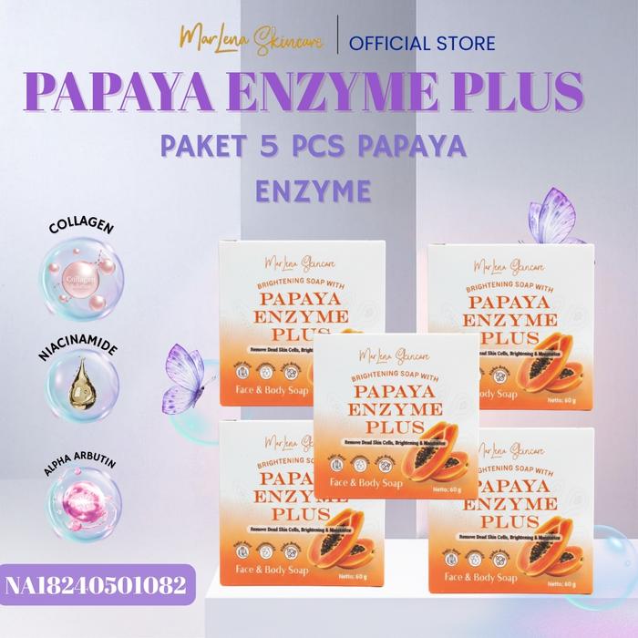 Gambar HEMAT 5 PCS FACE & BODY SOAP PAPAYA ENZYME MARLENA - SABUN PENCERAH KULIT dari MARLENA BEAUTYCARE Kota Surabaya Tokopedia