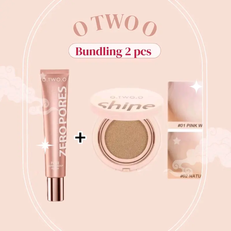 [Set 2 pcs] O.Two.O primer + Cushion Shine, zeropores makeup primer antipores & Face cushion BB Cream 0