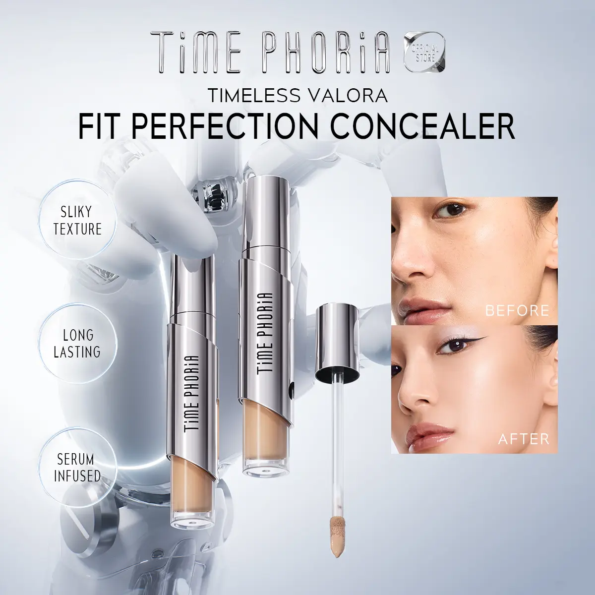 TIMEPHORIA TIMELESS VALORA FIT PERFECTION CONCEALER 5ml ·HIGH COVERAGE | INSTANT BLUR | ZERO CREASE | LONGLASTING