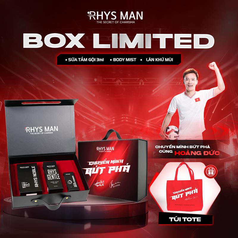 Box Giới Hạn - Sữa tắm gội nam 3in1 Rhys Legend 350ml & Body mist 120ml & Lăn khử mùi 50ml