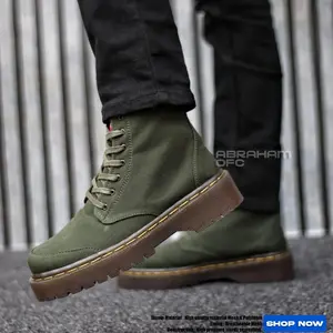 ABRAHAM Sepatu Boots Pantofel Formal Pria Casual Docmart Pria - Wanita Canvas Hitam  Kerja Shoes