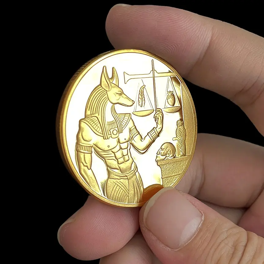 【READY STOCK】Ancient Egypt Metal Coin Anubis Soul Guardian Collection 4cm Golden