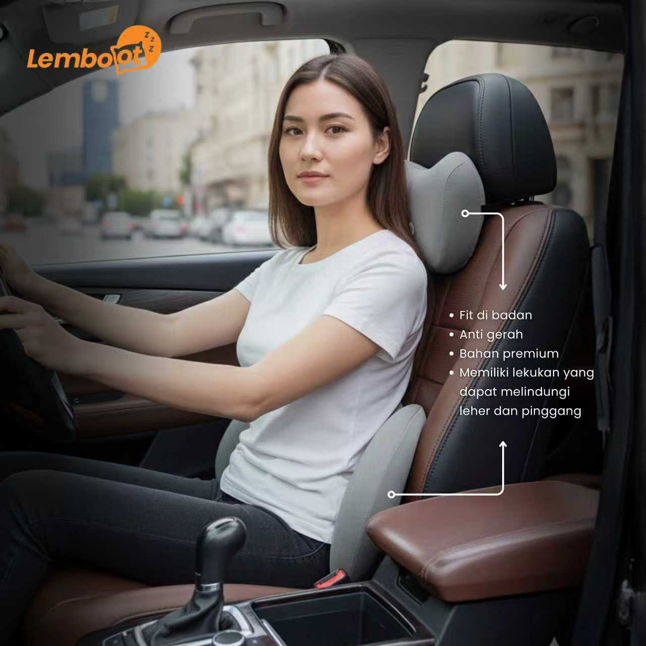 LEMBOOT Bantal Mobil Set Ergonomis Memory Foam 100% Bantal Leher Mobil Bantal Pinggang Mobil LEMBOOT Bantal Mobil Set Ergonomis Memory Foam 100% Bantal Leher Mobil Bantal Pinggang Mobil