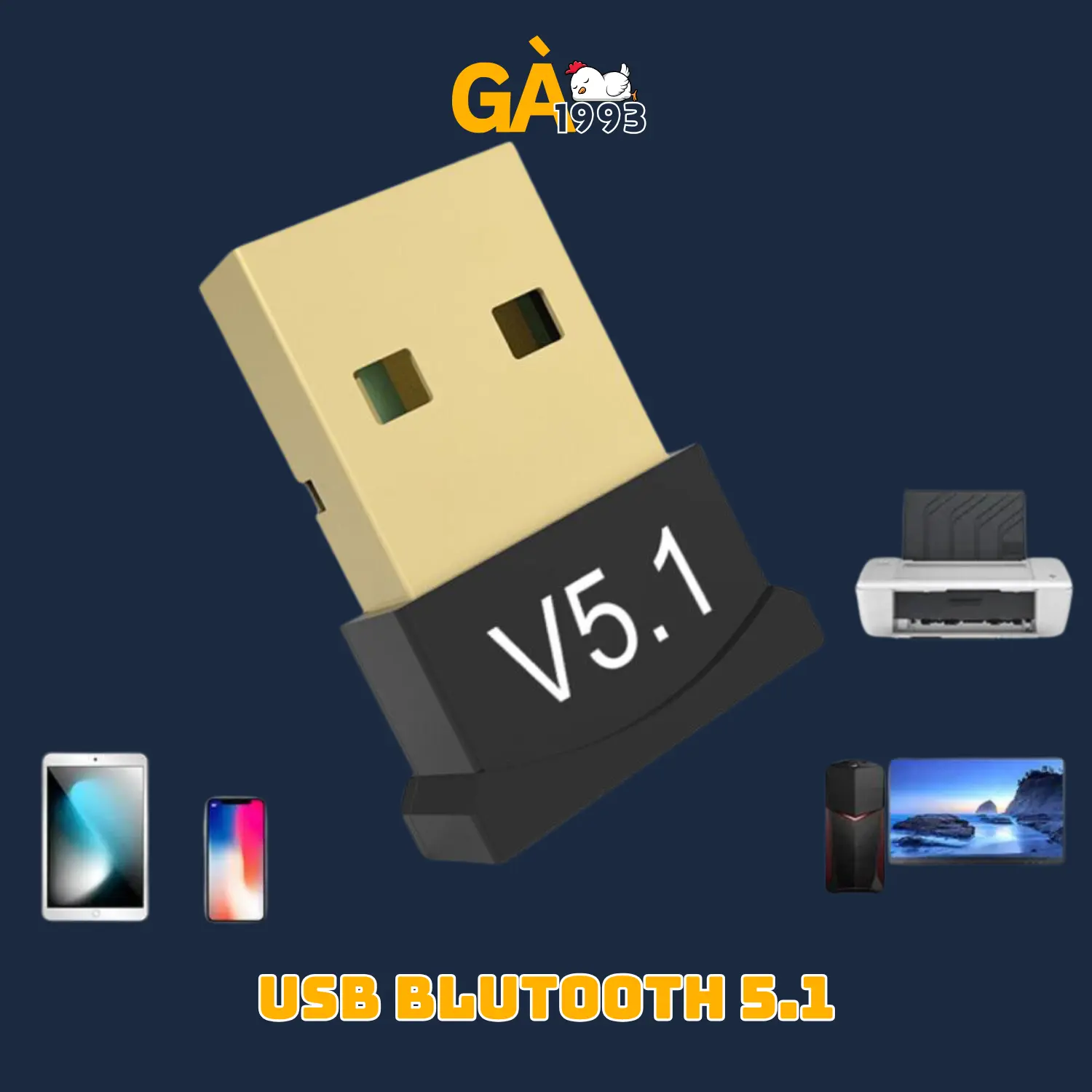 USB Bluetooth 5.0 5.1 5.3 Dongle, thu phát bluetooth tốc độ cao cho PC và Laptop - BCD