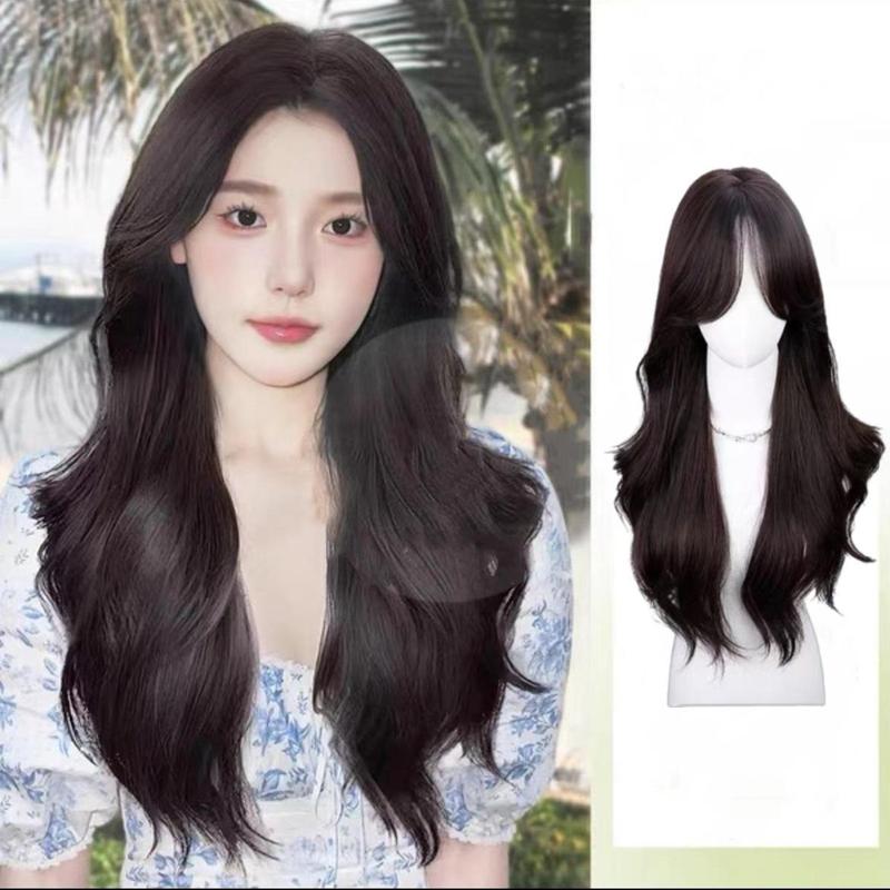 YANKUN 60cm Women Wig Natural Long Straight Hair Wig for Women Fluffy Smooth Ventilate Retouch Your Face Hair Extensions 0