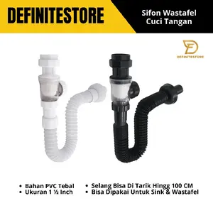 Sifon Angsa Wastafel PVC Sifon Leher Angsa Wastafel Multifungsi Selang Afur Pembuangan Selang Cuci Piring Sifon Tarik Hitam Putih