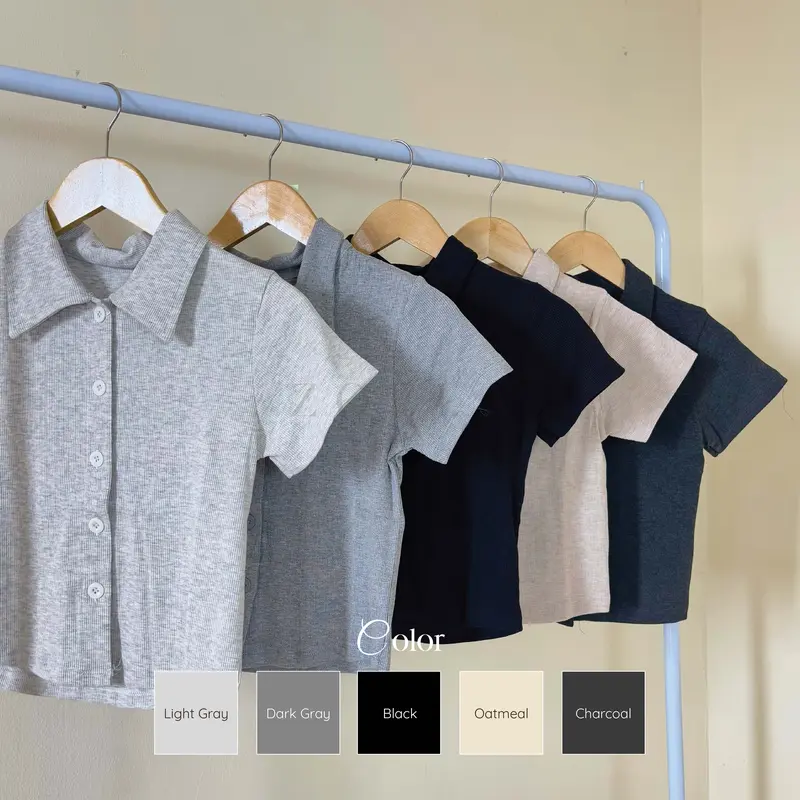 Jane Top | ZOELA | Baju Atasan Rib Knit Wanita Berkerah Lengan Pendek 2