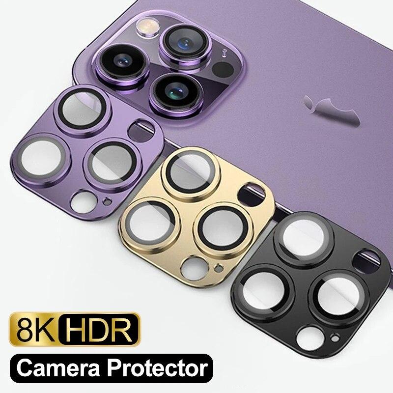Kính bảo vệ ống kính camera bằng kim loại cho iPhone 11/12/13/14/15 (Pro Max, Mini, 14 Plus, 15 Plus), kính độ nét cao dùng cho mặt sau máy.