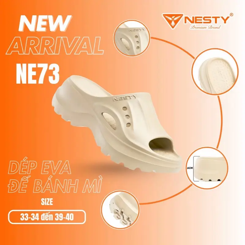 [NE73][NEW] DÉP SỤC HỞ MŨI NESTY ĐẾ ĐỘN 6CM, CHẤT LIỆU EVA NHẸ, ÊM, KHÔNG THẤM NƯỚC NE73