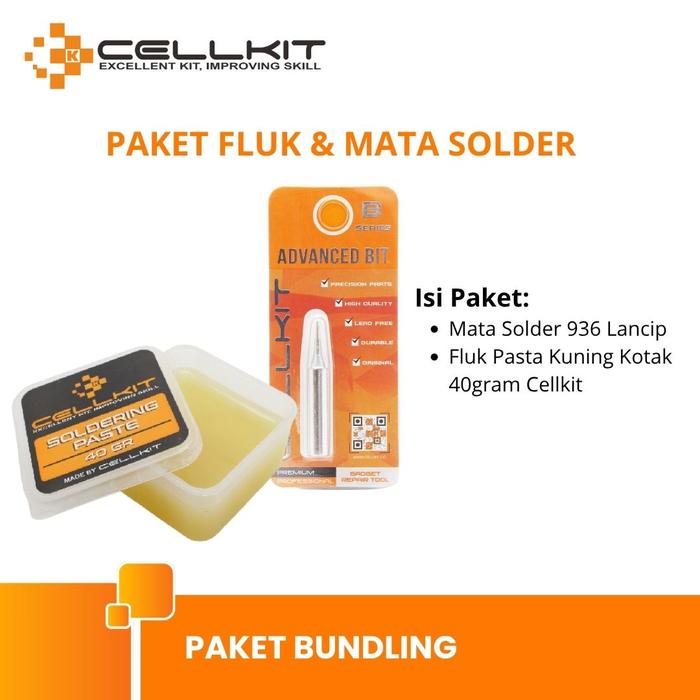Gambar CELLKIT Mata Solder 936 Lancip & Fluk Pasta Kuning 40Gr dari CELLKIT Kota Surabaya Tokopedia