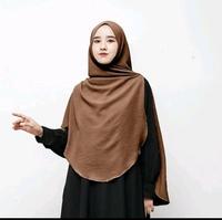Gambar pashmina oval curve crinkle size L 170X85 Muslim Cantik Panjang Airflow - HITAM dari almiftahhijab Kab. Bandung 2 Tokopedia